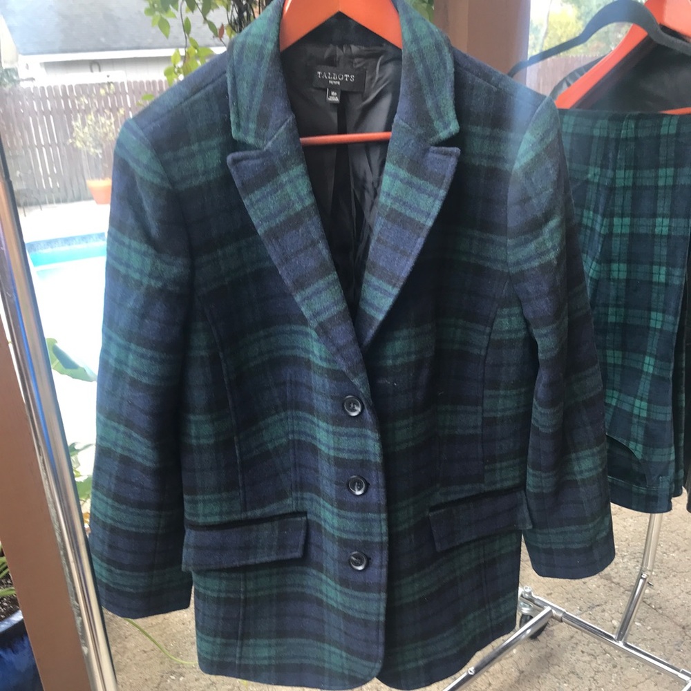 Ladies tartan plaid wool blend jacket size 16Petite